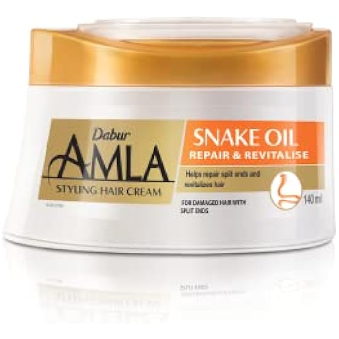 Dabur Amla Snake Oil Styling Hair Cream | Helps Repair Split Ends & Revitalizes Hair | For Damaged Hair with Split Ends - 140ml - Image 1